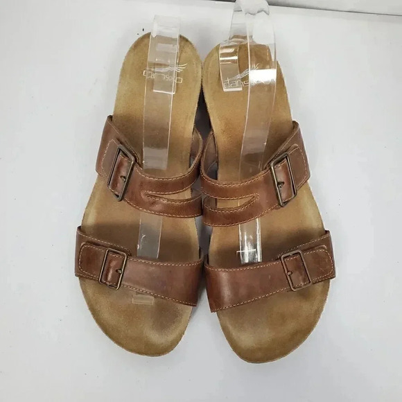 Women's DANSKO Vintage Comfort Wedge Heeled Leather Open Toe Sandals SZ 41 - Picture 2 of 14